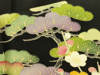 平和屋着物●豪華黒留袖　友禅　作家物　流水風景花松文　暈し染め　正絹　逸品　DABI5918op