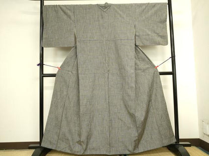 平和屋着物●上質な紬　格子　正絹　逸品　DABI5920op