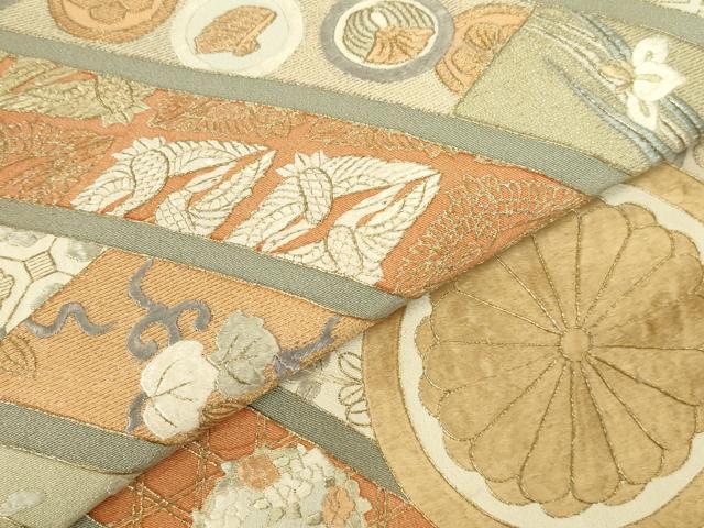 平和屋着物●豪華色留袖　刺繍　双鶴吉祥花丸文　金彩　正絹　逸品　DABI5923op