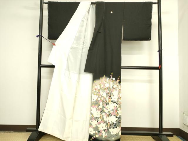 平和屋着物●本加賀友禅作家　百貫華峰　黒留袖　花鳥文　暈し染め　正絹　逸品　未使用　DABI5924op