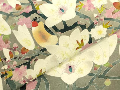 平和屋着物●本加賀友禅作家　百貫華峰　黒留袖　花鳥文　暈し染め　正絹　逸品　未使用　DABI5924op