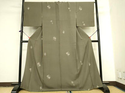 平和屋着物●上質な小紋　草花　正絹　逸品　DABI5927op