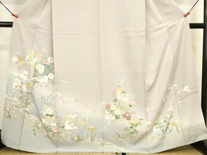 平和屋着物●訪問着　色紙花文　暈し染め　金彩　正絹　逸品　DABI5928op