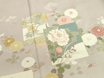 平和屋着物●訪問着　色紙花文　暈し染め　金彩　正絹　逸品　DABI5928op