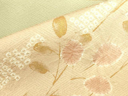 平和屋着物●訪問着　絞り　草葉文　金彩　正絹　逸品　DABI5929op