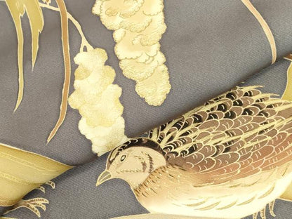 平和屋着物●豪華色留袖　花鳥文　金彩　正絹　逸品　DABI5930op