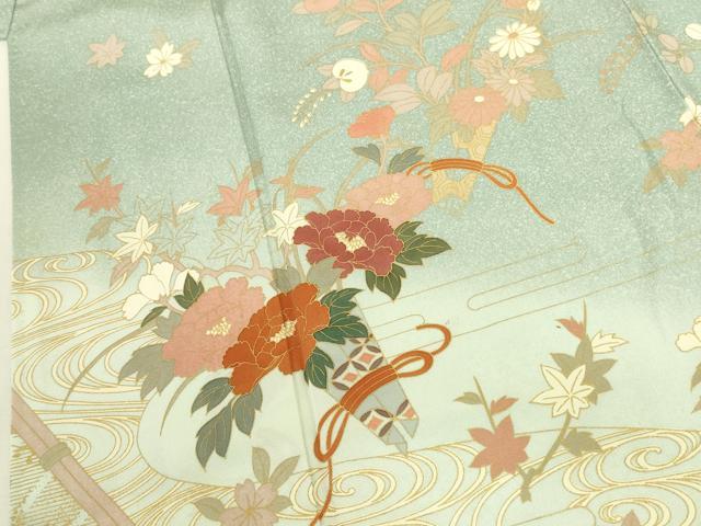 平和屋着物●訪問着　流水花文　暈し染め　金彩　正絹　逸品　DABI5932op