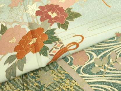 平和屋着物●訪問着　流水花文　暈し染め　金彩　正絹　逸品　DABI5932op