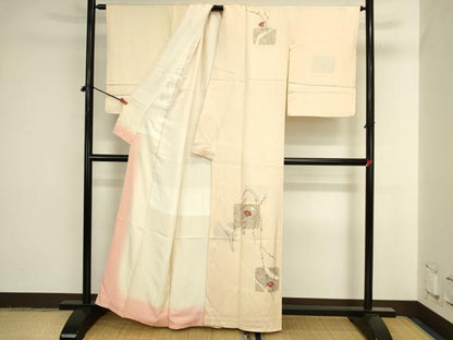 平和屋着物●訪問着　刺繍　草花文　金彩　正絹　逸品　DABI5942op