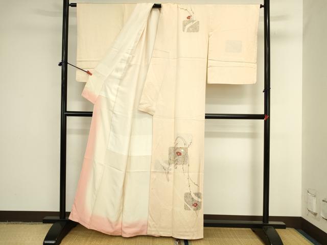 平和屋着物●訪問着　刺繍　草花文　金彩　正絹　逸品　DABI5942op
