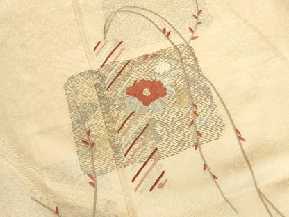 平和屋着物●訪問着　刺繍　草花文　金彩　正絹　逸品　DABI5942op