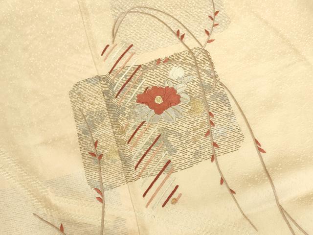 平和屋着物●訪問着　刺繍　草花文　金彩　正絹　逸品　DABI5942op