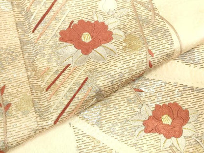 平和屋着物●訪問着　刺繍　草花文　金彩　正絹　逸品　DABI5942op