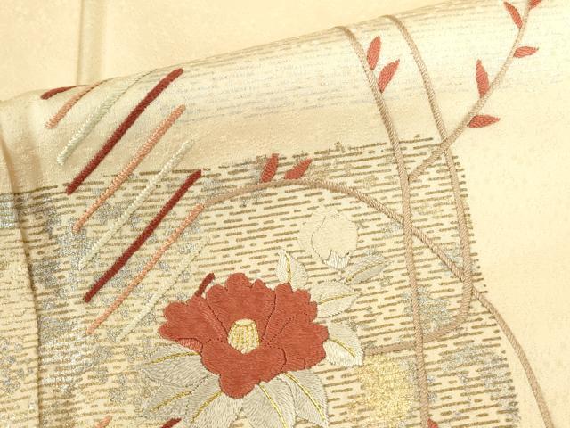 平和屋着物●訪問着　刺繍　草花文　金彩　正絹　逸品　DABI5942op