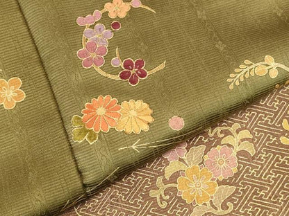 平和屋着物●訪問着　刺繍　松葉散らし花文　金彩　正絹　逸品　DABI5943op