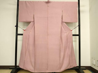 平和屋着物●京加賀友禅　百貫達雄監修　色無地　草花地紋　鴇色　正絹　逸品　DABI5944op