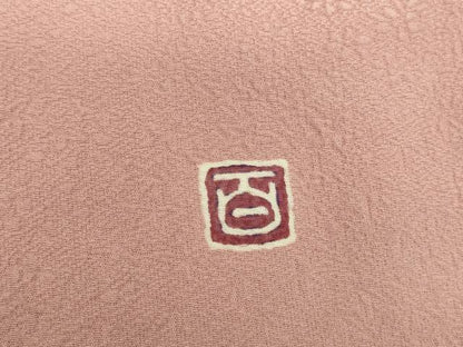 平和屋着物●京加賀友禅　百貫達雄監修　色無地　草花地紋　鴇色　正絹　逸品　DABI5944op