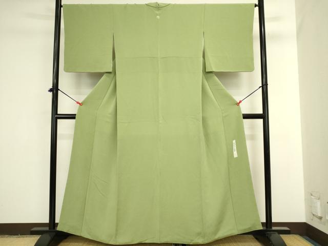 平和屋着物●本加賀友禅作家　吉村伊佐子監修　色無地　苗色　鬼しぼ縮緬　正絹　逸品　DABI5945op