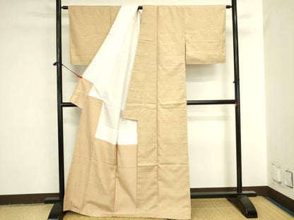 平和屋着物●上質な紬　横段文　正絹　逸品　DABI5946op