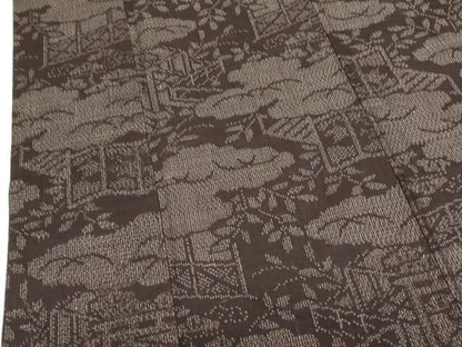 平和屋着物●結城紬　80亀甲　風景花文　正絹　逸品　DABI5948op