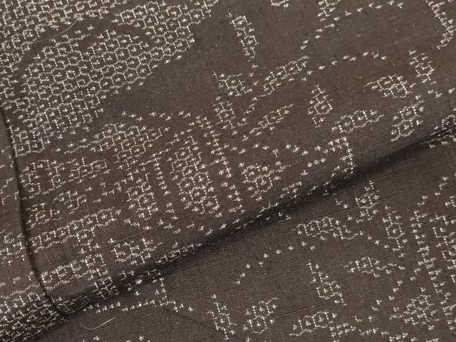 平和屋着物●結城紬　80亀甲　風景花文　正絹　逸品　DABI5948op