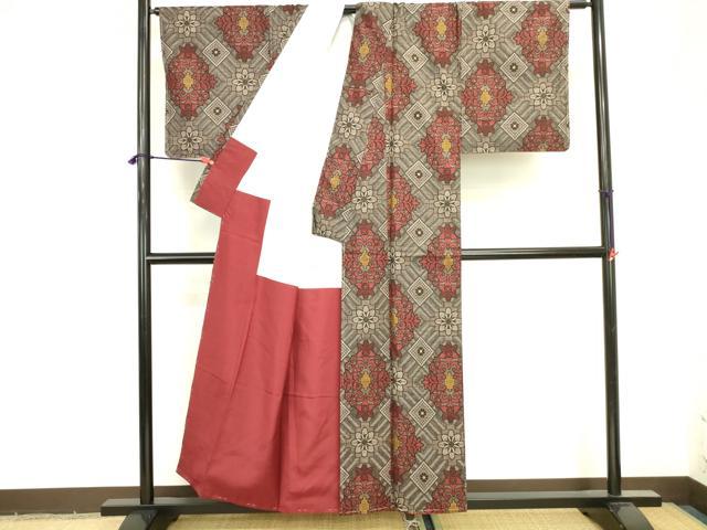 平和屋着物●本場大島紬　龍郷絣　洋花文　正絹　逸品　DABI5950op