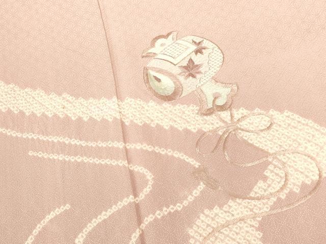 平和屋着物●訪問着　刺繍　絞り　花小槌文　正絹　逸品　DABI5959op