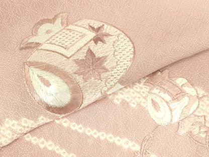 平和屋着物●訪問着　刺繍　絞り　花小槌文　正絹　逸品　DABI5959op