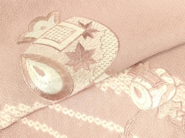 平和屋着物●訪問着　刺繍　絞り　花小槌文　正絹　逸品　DABI5959op