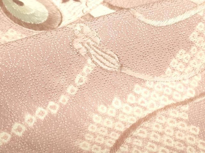 平和屋着物●訪問着　刺繍　絞り　花小槌文　正絹　逸品　DABI5959op