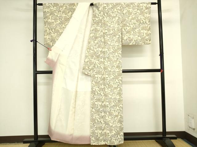 平和屋着物●上質な小紋　型染　紫陽花　アジサイ　鬼しぼ縮緬　大丸扱い　正絹　逸品　DABI5963op