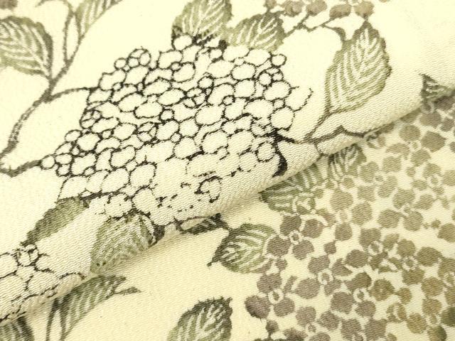平和屋着物●上質な小紋　型染　紫陽花　アジサイ　鬼しぼ縮緬　大丸扱い　正絹　逸品　DABI5963op