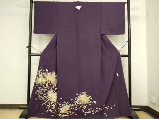 平和屋着物●金彩友禅　卓越技能者・名工・和田光正　色留袖　扇面花文　金彩　さが美扱い　正絹　逸品　未使用　DABI5964op