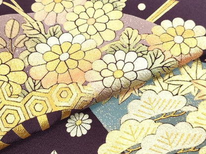 平和屋着物●金彩友禅　卓越技能者・名工・和田光正　色留袖　扇面花文　金彩　さが美扱い　正絹　逸品　未使用　DABI5964op