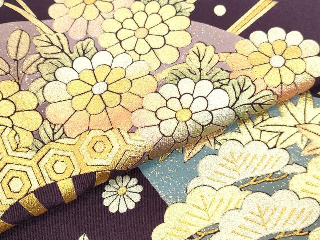 平和屋着物●金彩友禅　卓越技能者・名工・和田光正　色留袖　扇面花文　金彩　さが美扱い　正絹　逸品　未使用　DABI5964op