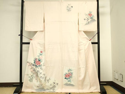 平和屋着物●訪問着　手描き　草花　暈し染め　ロング丈　正絹　逸品　DABI5965op