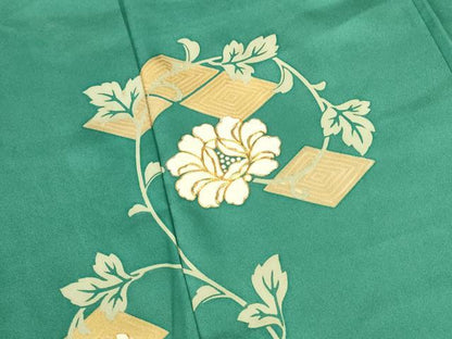 平和屋着物●訪問着　駒刺繍　更紗花文　金彩　正絹　逸品　DABI5968op