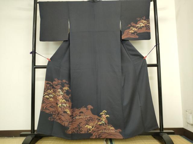 平和屋着物●訪問着　刺繍　花松文　金彩　正絹　逸品　DABI5971op