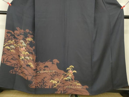 平和屋着物●訪問着　刺繍　花松文　金彩　正絹　逸品　DABI5971op
