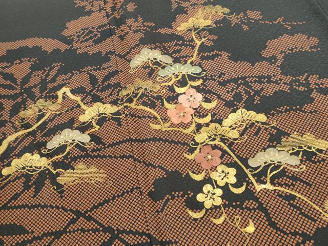 平和屋着物●訪問着　刺繍　花松文　金彩　正絹　逸品　DABI5971op