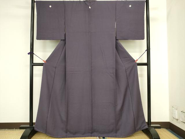 平和屋着物●上質な色無地　霞地紋　濃鼠色　正絹　逸品　未使用　DABI5975op