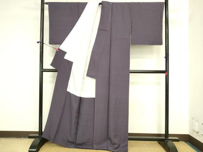 平和屋着物●上質な色無地　霞地紋　濃鼠色　正絹　逸品　未使用　DABI5975op