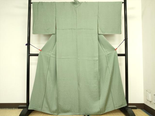 平和屋着物●上質な色無地　草花地紋　柳色　京都きもの友禅　正絹　逸品　未使用　DABI5976op