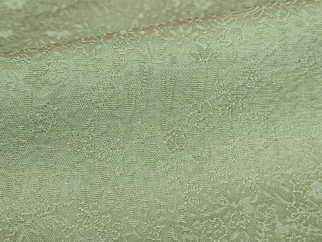 平和屋着物●上質な色無地　草花地紋　柳色　京都きもの友禅　正絹　逸品　未使用　DABI5976op