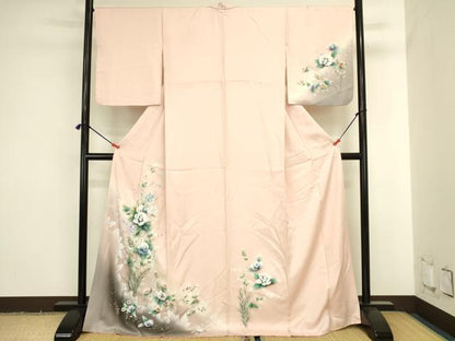 平和屋着物●訪問着　草花　暈し染め　金銀彩　ロング丈　正絹　逸品　DABI5979op