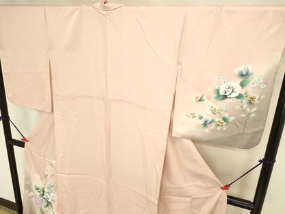 平和屋着物●訪問着　草花　暈し染め　金銀彩　ロング丈　正絹　逸品　DABI5979op