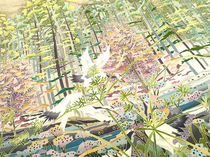 平和屋着物●本加賀友禅作家　稲手明仁　色留袖　群鶴　風景文　正絹　逸品　DABI5991op