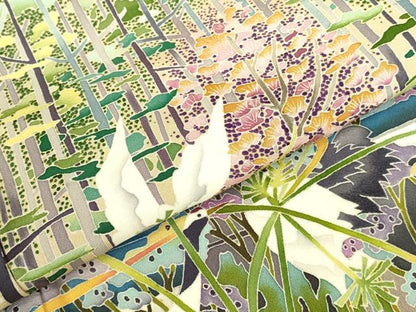 平和屋着物●本加賀友禅作家　稲手明仁　色留袖　群鶴　風景文　正絹　逸品　DABI5991op
