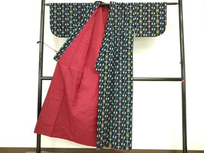 平和屋着物●久留米絣　袷　絣文様　綿　逸品　DABI5992op