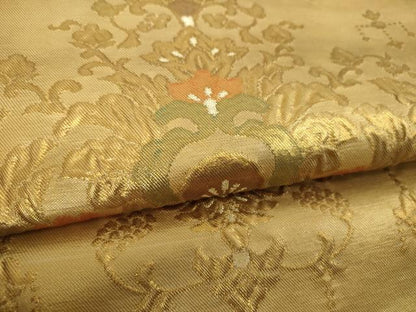 平和屋着物▼六通柄袋帯　ふくれ織　更紗花文　金糸　正絹　逸品　DABI6001ps